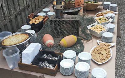 table spread at a catering event